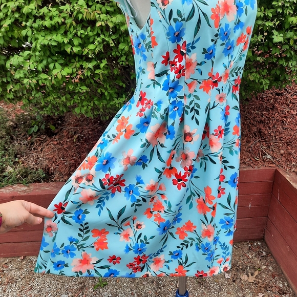 Calvin Klein Floral Print Scuba Stretch Knit Dress Spring Summer Plus 14 NEW - Picture 5 of 10
